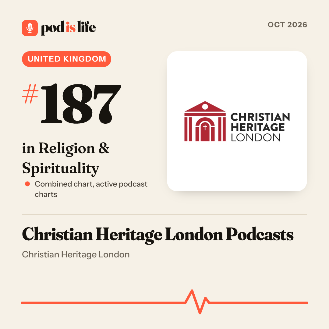 Share card: #187 in Religion & Spirituality, United Kingdom across the active podcast charts