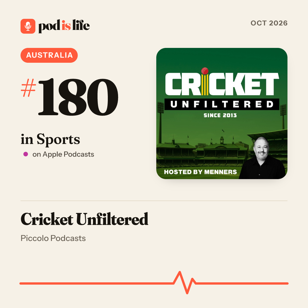 Share card: #180 in Sports, Australia on Apple Podcasts
