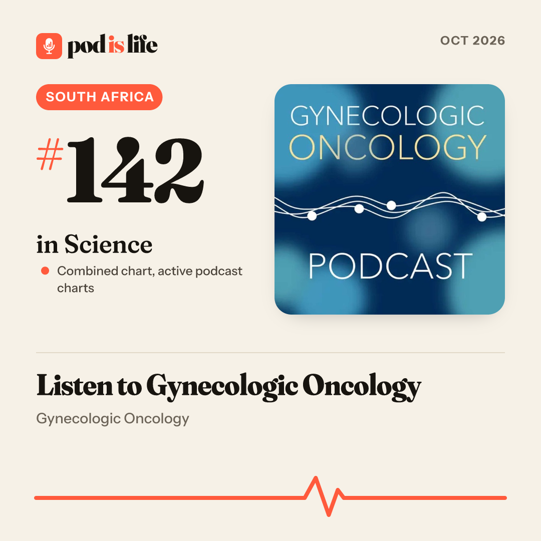 Share card: #142 in Science, South Africa across the active podcast charts