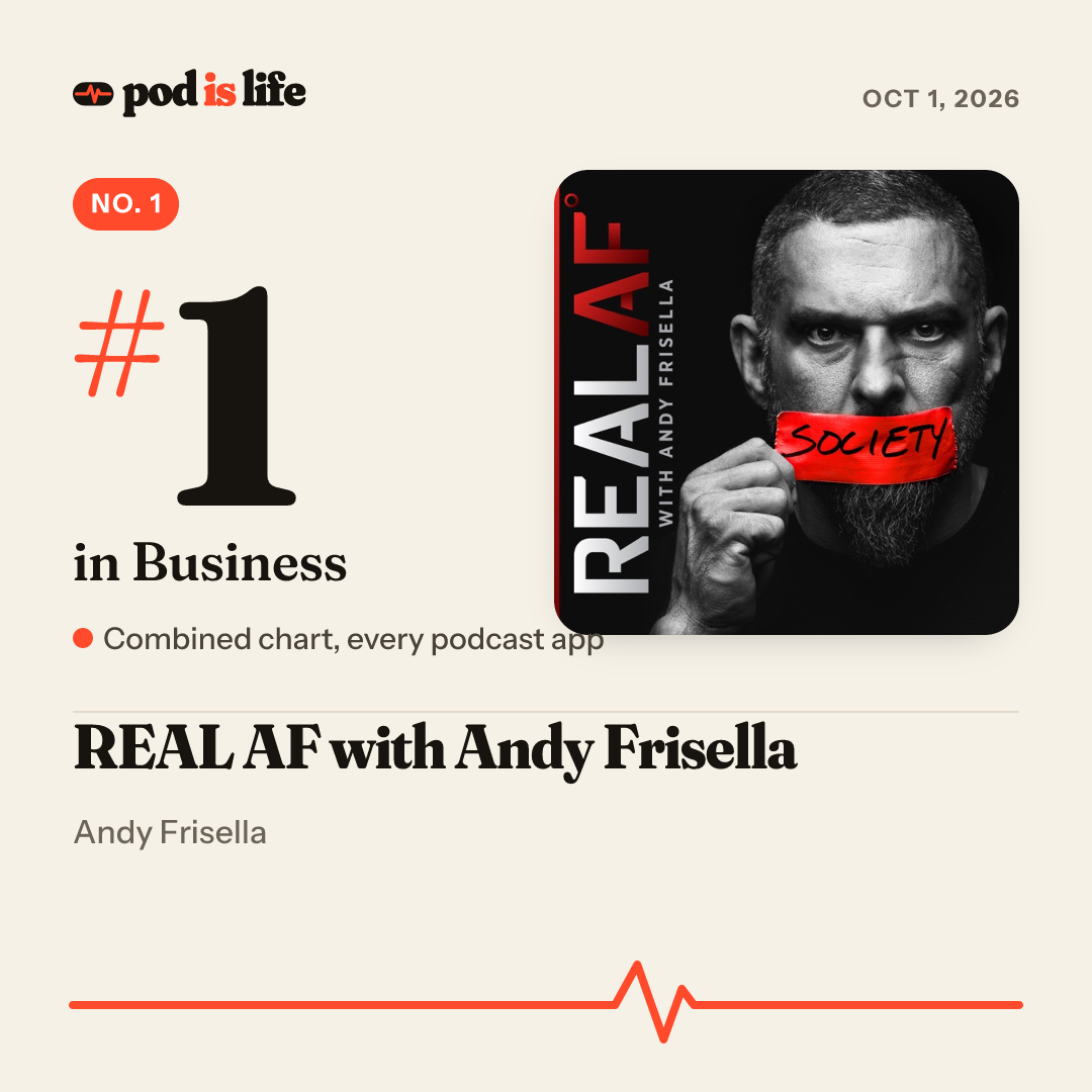 Share card: #1 in Business across every podcast app