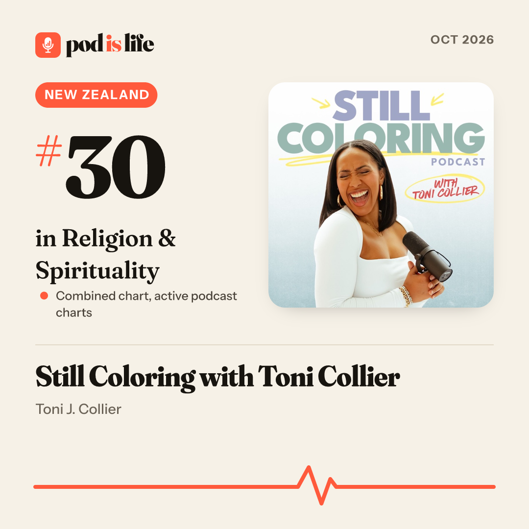 Share card: #30 in Religion & Spirituality, New Zealand across the active podcast charts