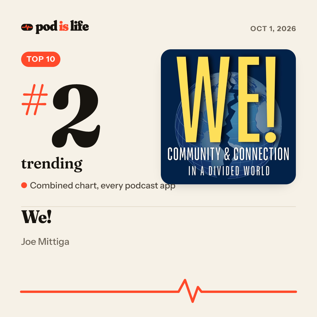 Share card: #2 trending across every podcast app